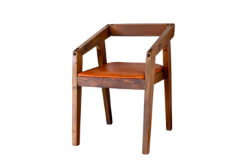 Vintage wooden arm chair with leather cushion