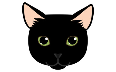 Obraz premium 黒猫、顔アイコンのイラスト