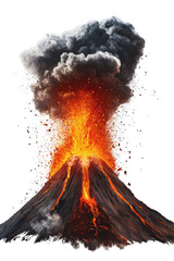 Isolated Erupting Volcano Spewing Lava and Ash Cloud
