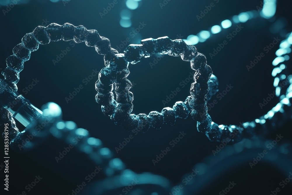Poster visualizing dna strands and padlock integration in scientific data processing, dna strands, scientif