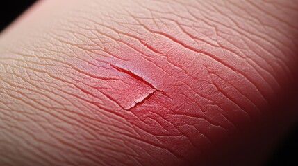 Fototapeta premium small puncture wound on the hand, with visible redness and slight swelling around the area