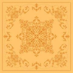 Design of elegant vector carpet print with filigree scrolls in victorian style