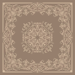 Design of elegant vector carpet print with filigree scrolls in victorian style