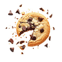 Isolated Chocolate Chip Cookie with Bite Taken
