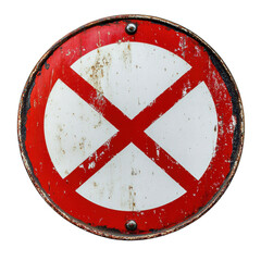 Obraz premium Isolated Faded Red and White No Parking Sign with Weathered Texture