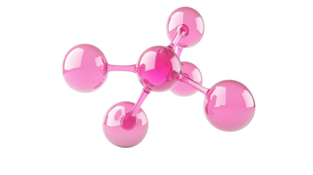 pink molecule structure 3d icon isolated on white background - Powered by Adobe