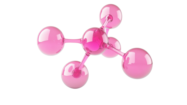 pink molecule structure 3d icon isolated on white background