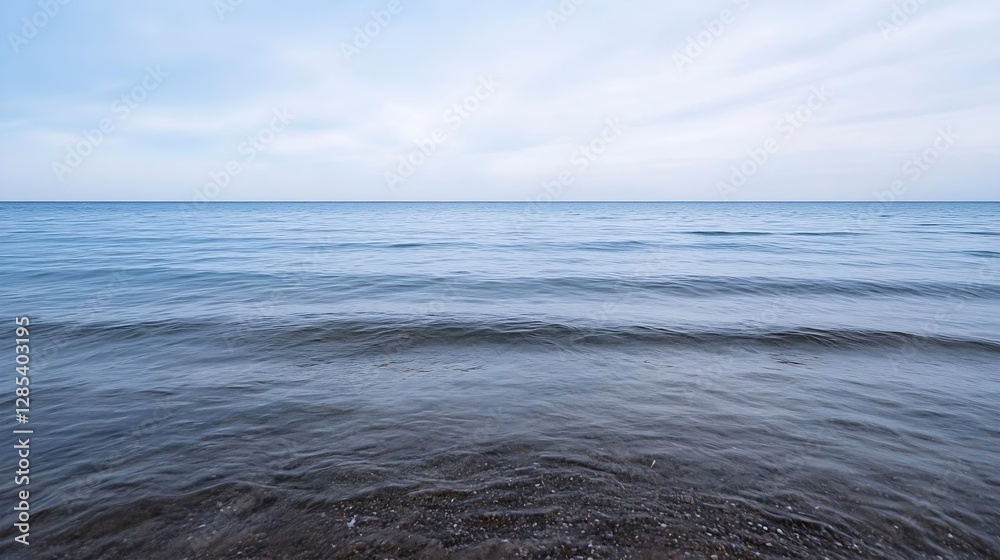 Poster Calm and Peaceful Seascape with Soft Blue Tones Captured on a Tranquil Day : Generative AI