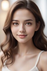 Obraz premium A woman with brown hair and brown eyes