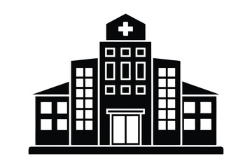 Fototapeta premium Hospital icon and buildings Silhouette vector illustration