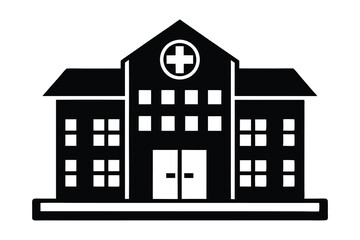Hospital building silhouette vector illustration