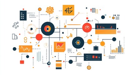 Fototapeta premium Abstract Network Data Visualization: Interconnected Business Analytics