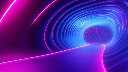 Naklejka premium 3D render of a colorful, abstract background with curved lines and a gradient of purple and blue hues