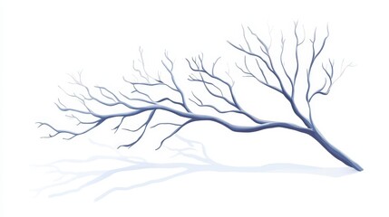 Obraz premium White Branch Displayed Against a Soft Blue Background Creates a Serene and Minimalist Atmosphere in a Modern Decor Setting