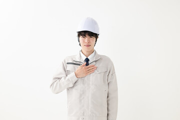 作業服を着た男性　ヘルメット　作業員