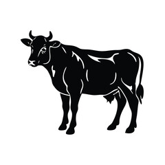 Fototapeta premium Silhouette of a Black Cow Standing Sideways