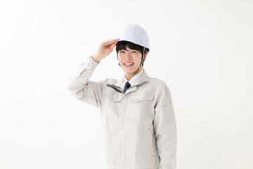 作業服を着た男性　ヘルメット　作業員