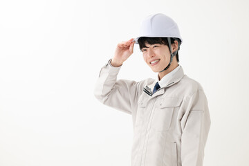 作業服を着た男性　ヘルメット　作業員
