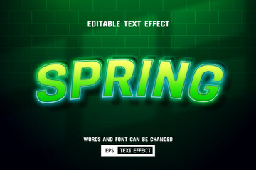 Spring text - editable green neon text effect