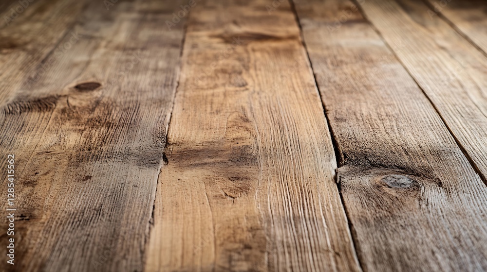 Aufkleber Close-Up of Rustic Wooden Surface with Natural Textures and Warm Tones for Background : Generative AI