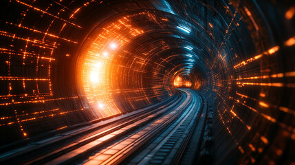 Futuristic abstract HUD interface with glowing holographic elements and data streams Symbolizing advanced technology artificial intelligence and digital innovation in a sci-fi virtual environment

