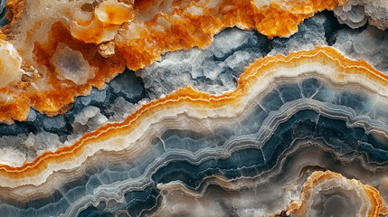 Obraz premium Close-up of smooth river stones in shades of orange grey blue Symbolizes strength stability and harmony Natural patterns evoke balance and timelessness Ideal for design inspiration and meditation 