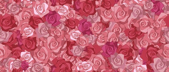 seamless floral pattern with dense pink and red roses, fit for fabric prints, wallpapers, gift wrapping, fashion textiles, and digital projects