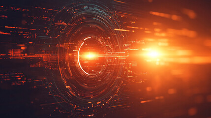 Futuristic abstract HUD interface with glowing holographic elements and data streams Symbolizing advanced technology artificial intelligence and digital innovation in a sci-fi virtual environment

