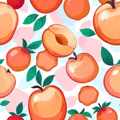 Vibrant Peach and Apricot Seamless Pattern: A Delightful Summer Fruit Design
