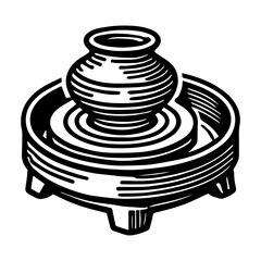 Simple Vector Icon of a Pottery Wheel – Logo Design Illustration