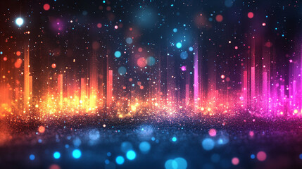 Obraz premium Vibrant abstract background with dynamic audio equalizer patterns representing music energy frequency and sound waves Bright colors convey rhythm harmony digital technology and creative expression