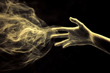 A ghostly figure reaching out towards a loved one who cannot see them, their transparent hands fading away. The atmosphere is filled with sorrow and longing.