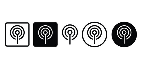 hotspot antenna round wave icon symbol sign vector design black white color simple modern illustration sets