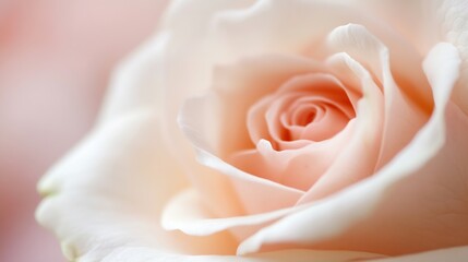 Delicate close up of a soft peach rose showcasing intricate petals and gentle hues evoking romance and beauty : Generative AI