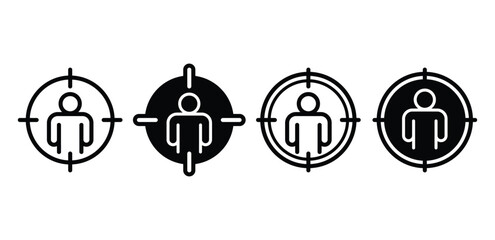 people target audience customer vector design simple black white color illustration sets isolated