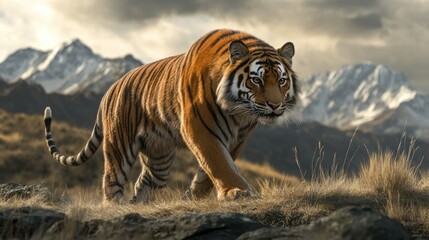 Naklejka premium A unique and rare animal, photographed in its remote habitat, its distinctive markings and elegance highlighted against a backdrop of untouched wilderness.