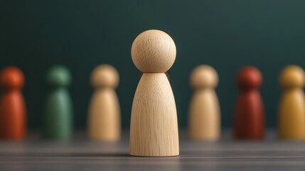 A wooden mannequin representing the selection of talented individuals for an organization or company. Emphasizing employee development and business growth. Human resource management.