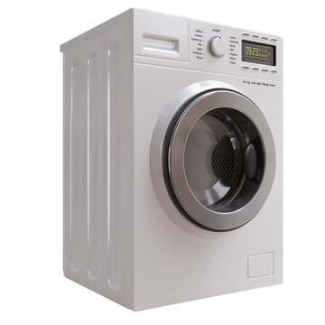 Clothes washer, dryer machine isolated on white, transparent