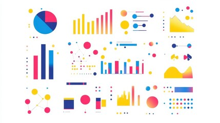 A creative infographic chart clipart, business concept element, vector style, multicolor palette, isolated on white background.