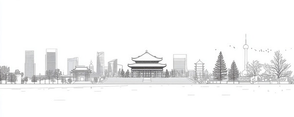 Obraz premium city skyline in black and white