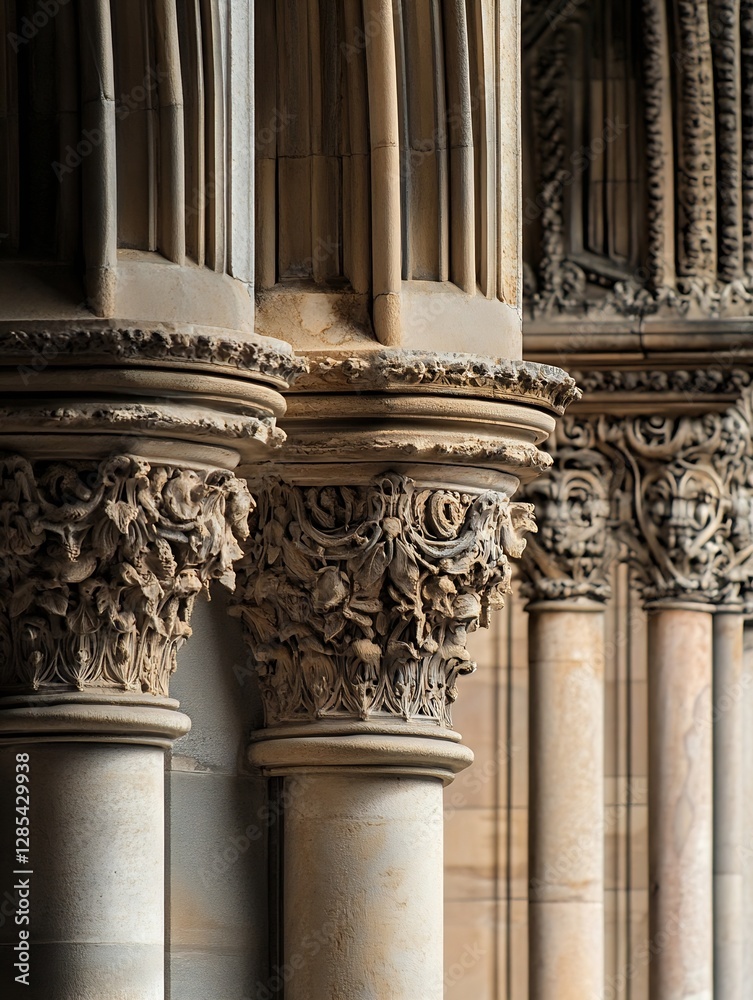 Leinwandbilder intricate gothic architecture columns with decorative details : generative ai