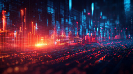 A dynamic display of financial data flows across a high-tech digital interface with glowing numbers graphs and charts representing market trends investment analysis and economic forecasting