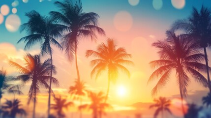 Naklejka premium Sunlight Filtering Through Dense Jungle Foliage Creates a Serene Atmosphere in a Tropical Rainforest During the Early Morning Hours