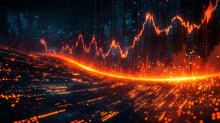 A dynamic display of financial data flows across a high-tech digital interface with glowing numbers graphs and charts representing market trends investment analysis and economic forecasting