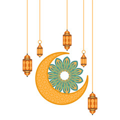 Islamic Lantern With Moon Border Decoration