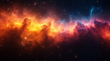 Naklejka premium A vibrant digital artwork showcasing a 360-degree cosmic nebula, symbolizing infinity, exploration, and the mysteries of the universe, with swirling colors and glowing celestial elements