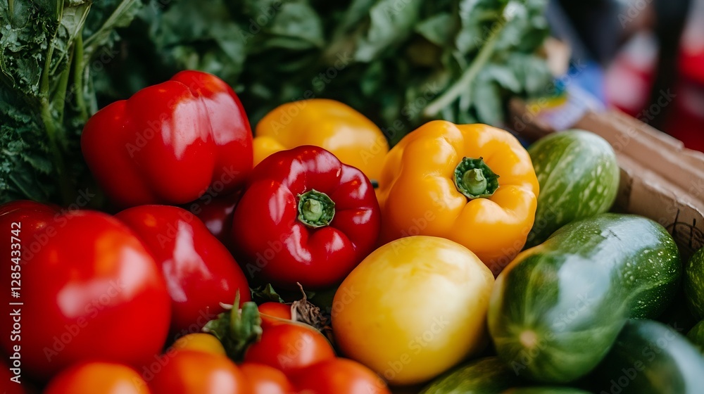 Aufkleber assorted fresh vegetables including peppers and cucumbers capturing the essence of healthy living : 