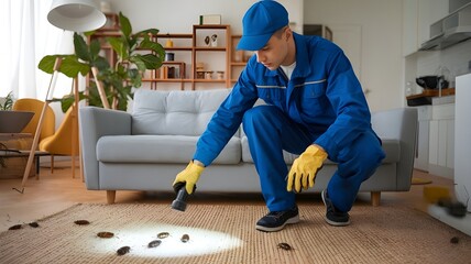 Young man sitting on a chair and sofa with young woman on a bench in a home interior during renovation with tools and construction elements