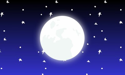 full moon in the starry night sky