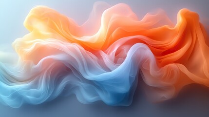 Obraz premium A vibrant abstract background features swirling colors in soft hues of orange and blue, creating a serene and calming atmosphere